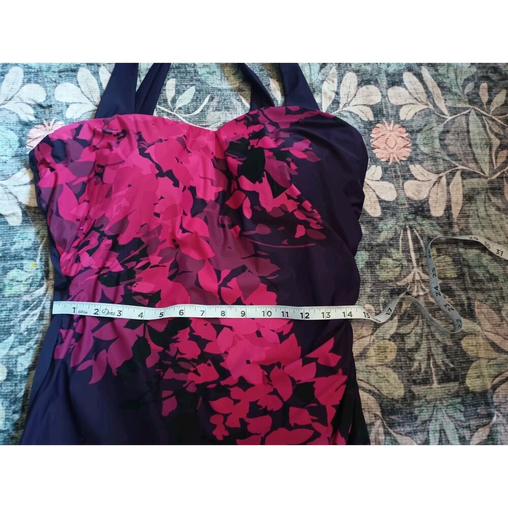Lands End One Piece Swimsuit 16 DD Floral Skirted Wireless Bra Boned Nylon - Picture 13 of 13